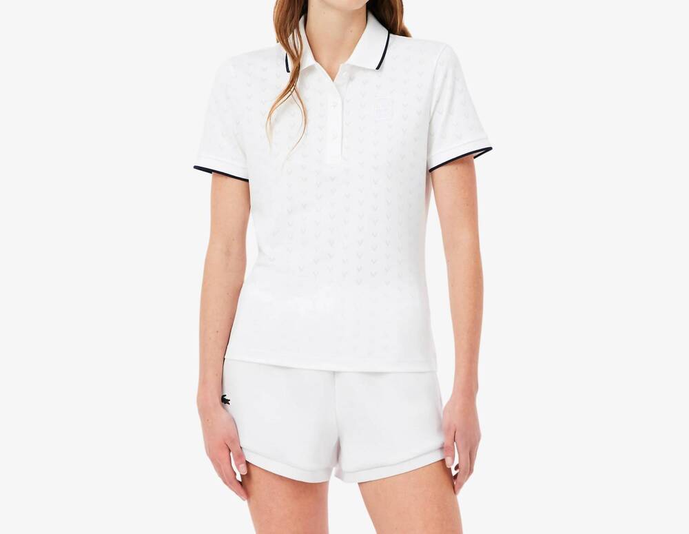 NEW LACOSTE technical jersey polo in white